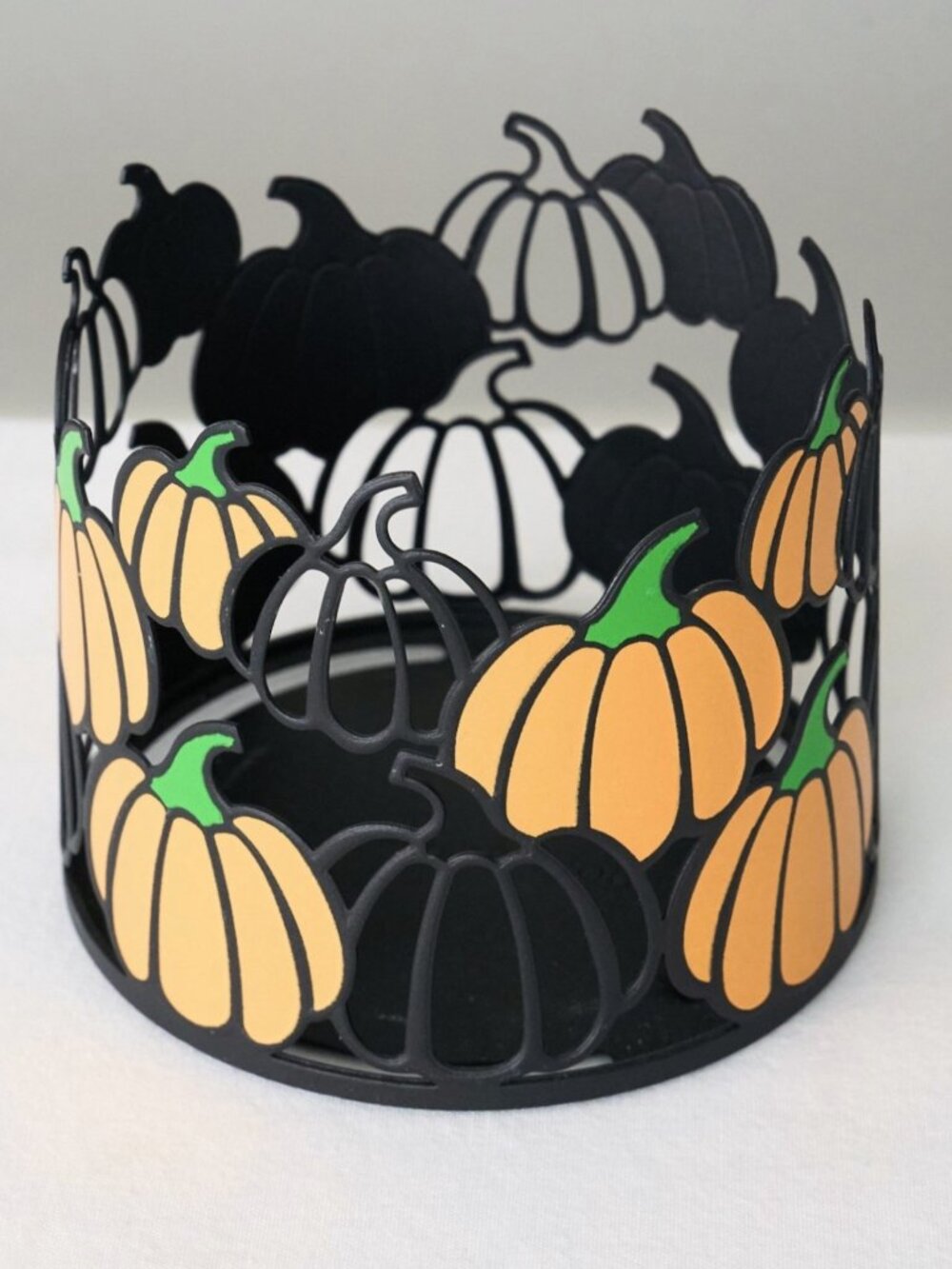 Bath & Body Works Halloween Black Orange Pumpkin Candle Holder Metal 3 Wick NWT
